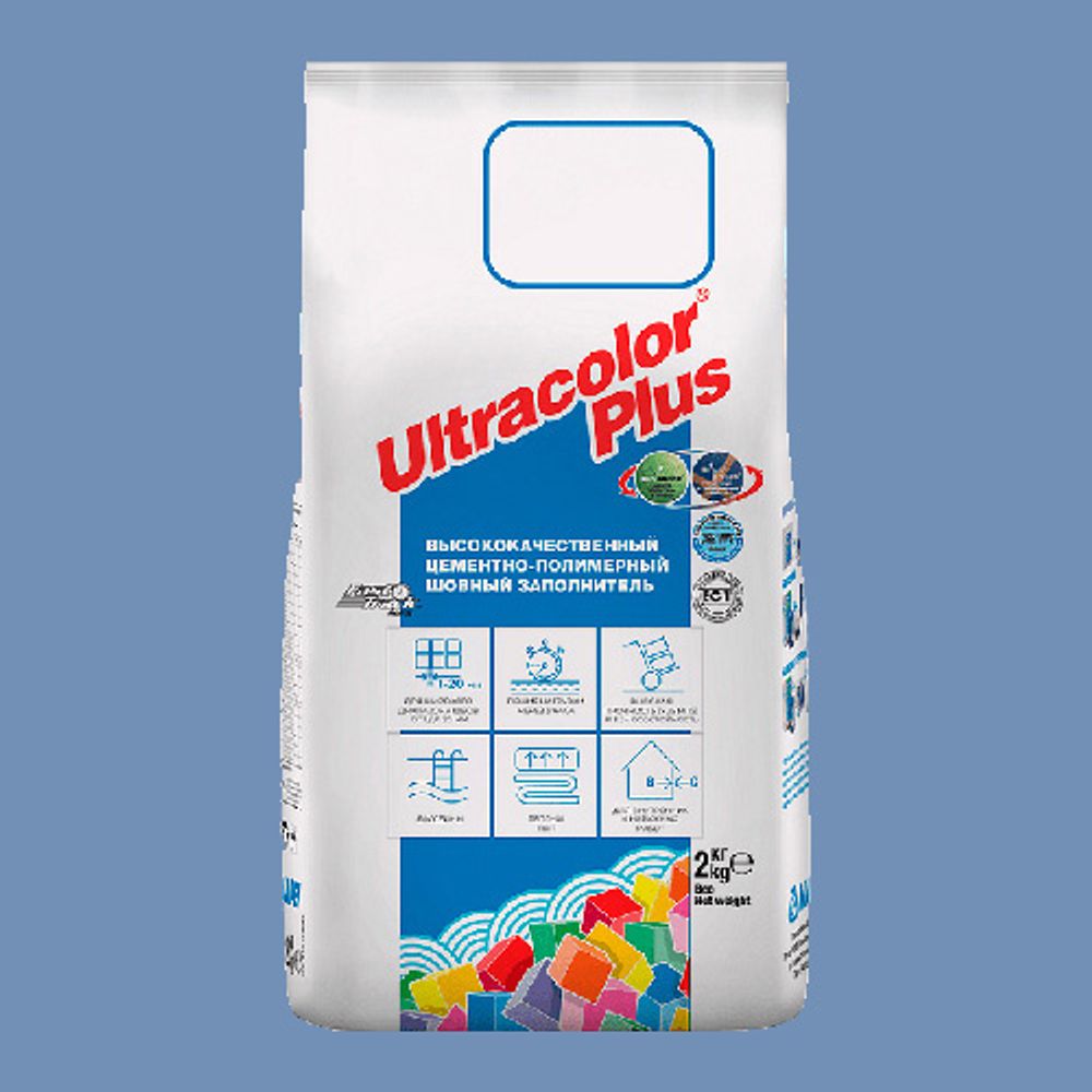 Затирка швов цементная Mapei Ultracolor Plus №168 Лазурный 2кг
