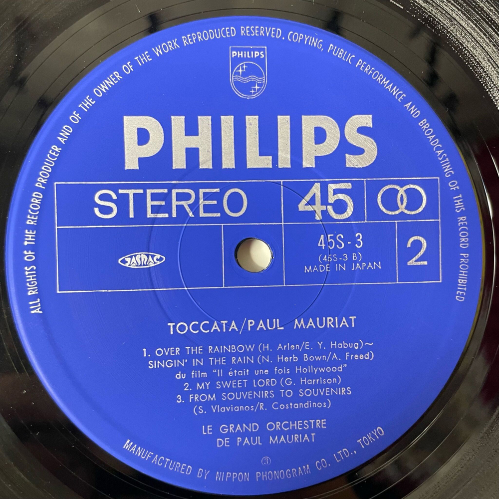 Винтажная виниловая пластинка LP Поль Мориа Le Grand Orchestre De Paul Mauriat Toccata (Япония 1977) (Obi) 45 RPM