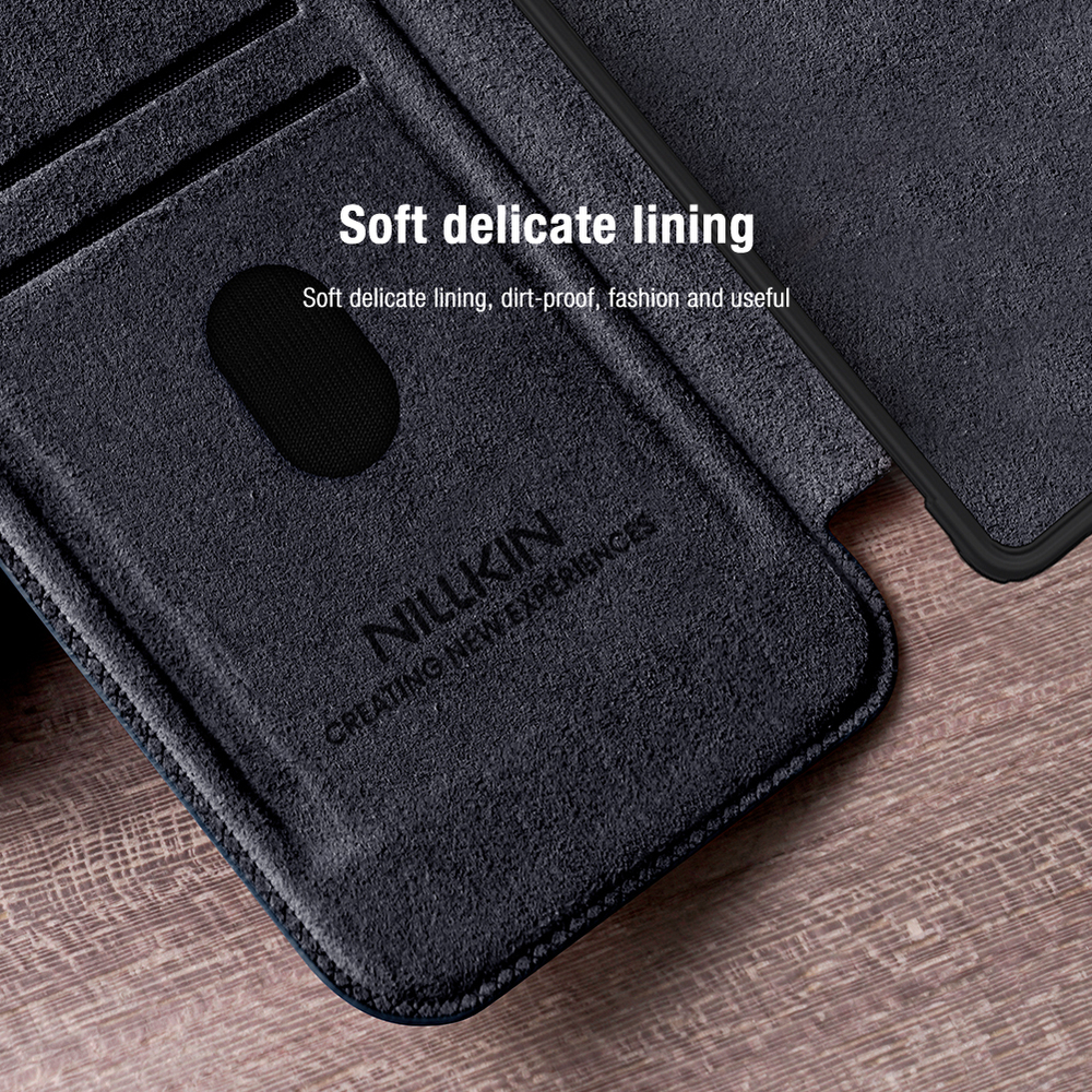 Кожаный чехол книжка черного цвета от Nillkin для Samsung Galaxy S25 Ultra, серия Qin Pro Leather с сдвижной защитной шторкой для камеры