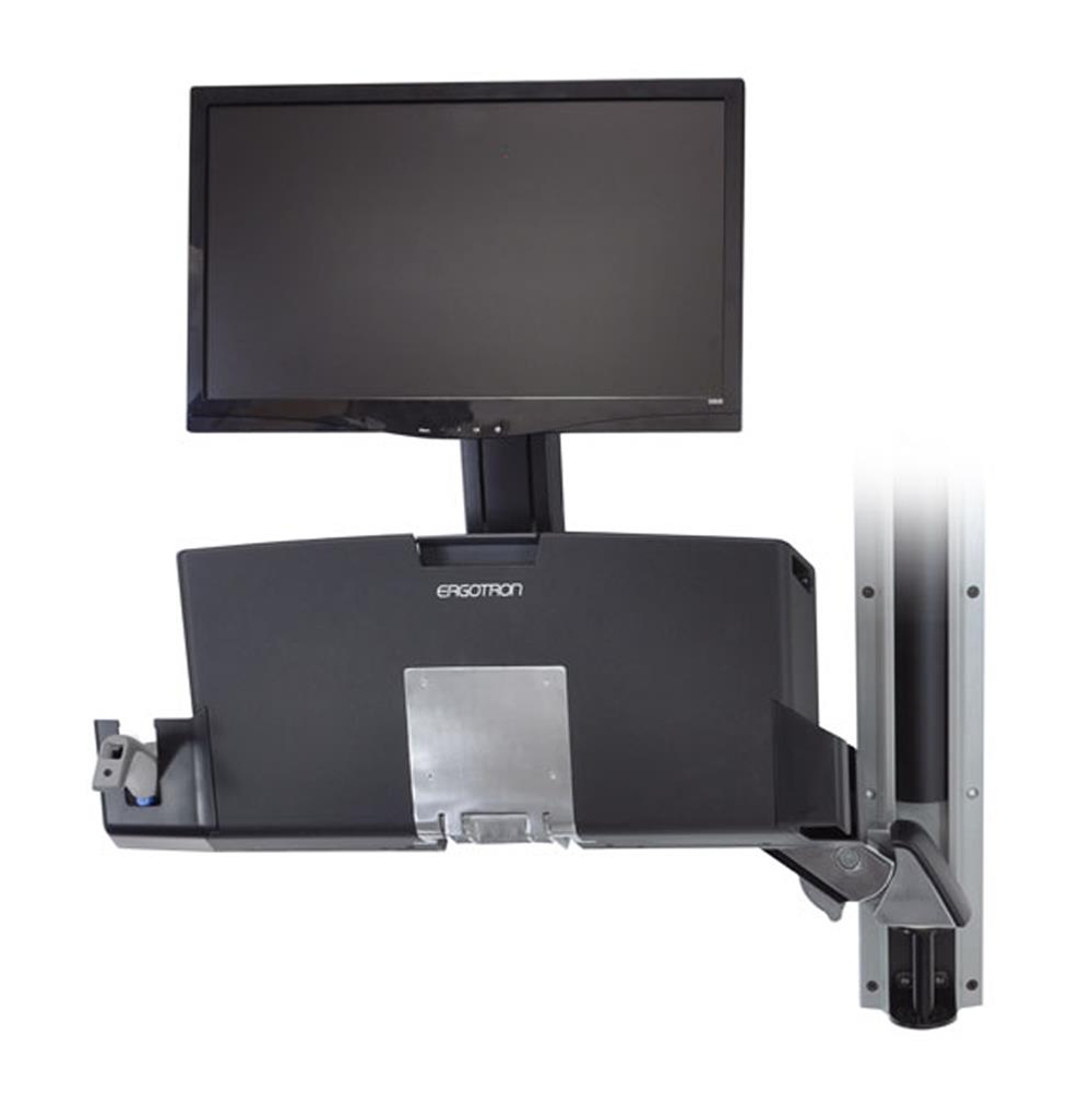 Крепление "Рука" Ergotron StyleView Sit-Stand Combo System с рабочей поверхностью и держателем CPU малого размера (45-272-216 / 45-272-026), Серебряный