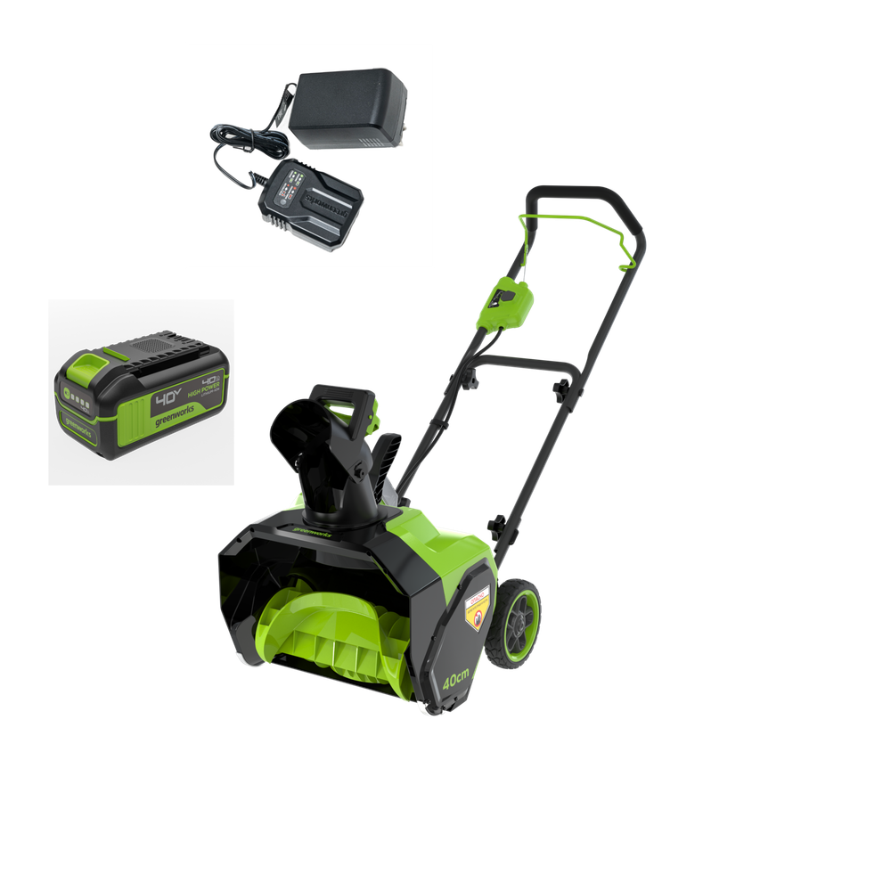 Снегоуборщик аккумуляторный Greenworks G40ST40, 40V, 40 см, с 1хАКБ 5 Ач и ЗУ (2603607UG)