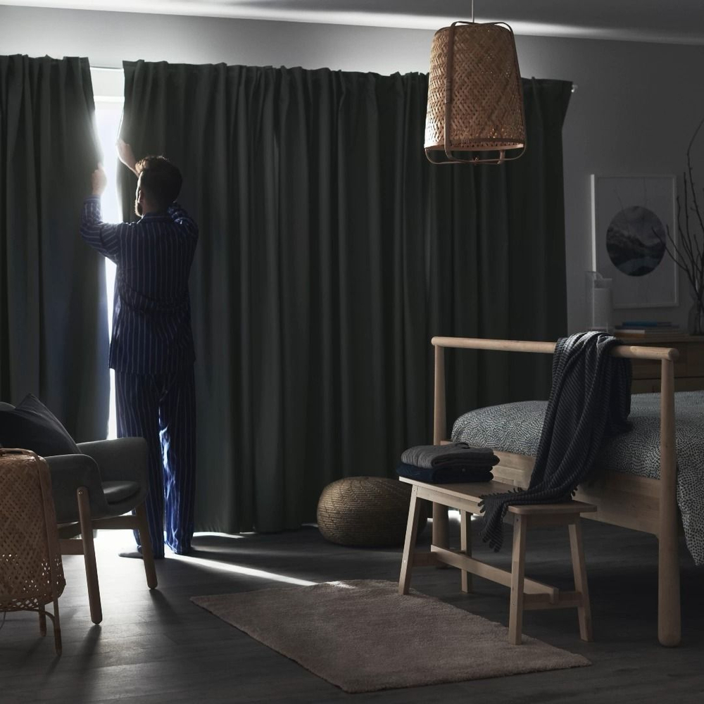 IKEA Штора блокирующая свет BENGTA, 1 шт., серо-зеленая, 250 х210 см (из Эстонии)