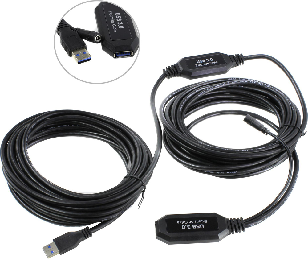 VCOM < CU827-10м> Кабель удлинительный активный USB 3.0-repeater A-->A 10м