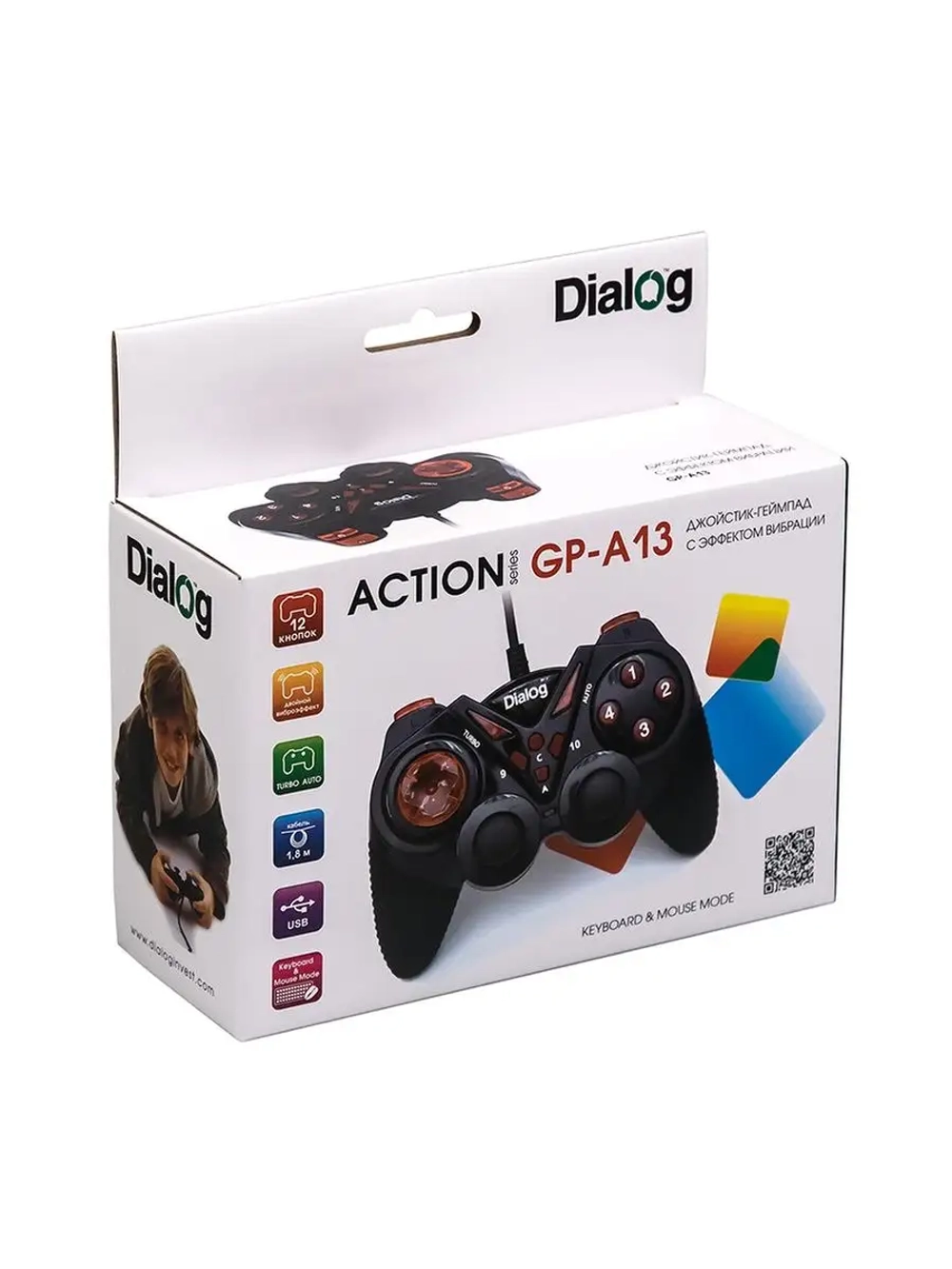 Джойстик Dialog GP-A13 Action (PC /USB) черный/красный
