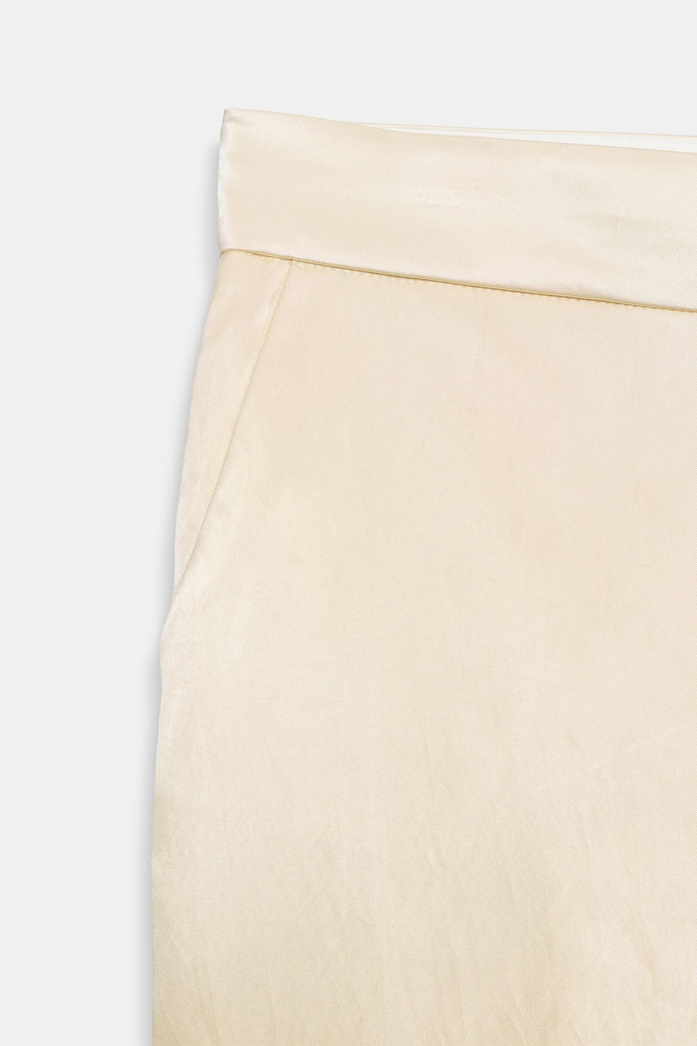 ZARA АТЛАСНЫЕ БРЮКИ С КОНТРАСТНЫМИ ДЕТАЛЯМИ, БЕЖЕВЫЙ