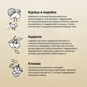 Сухой корм CRAFTIA NATURA для взрослых собак миниатюрных и мелких пород из курицы и индейки