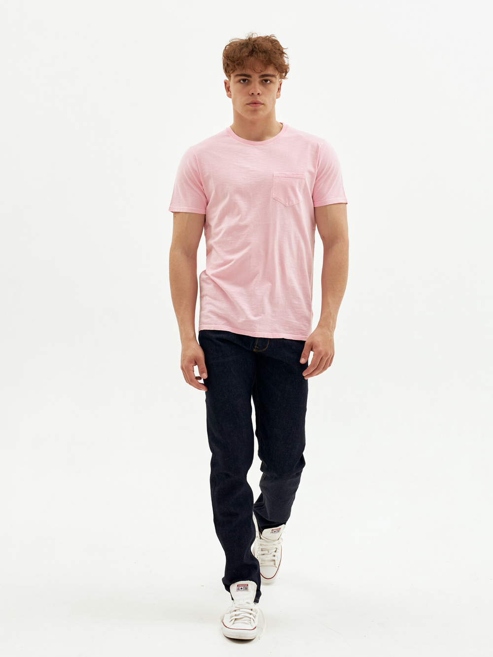 Футболка однотонная с карманом Bowery NYC Slub Pink