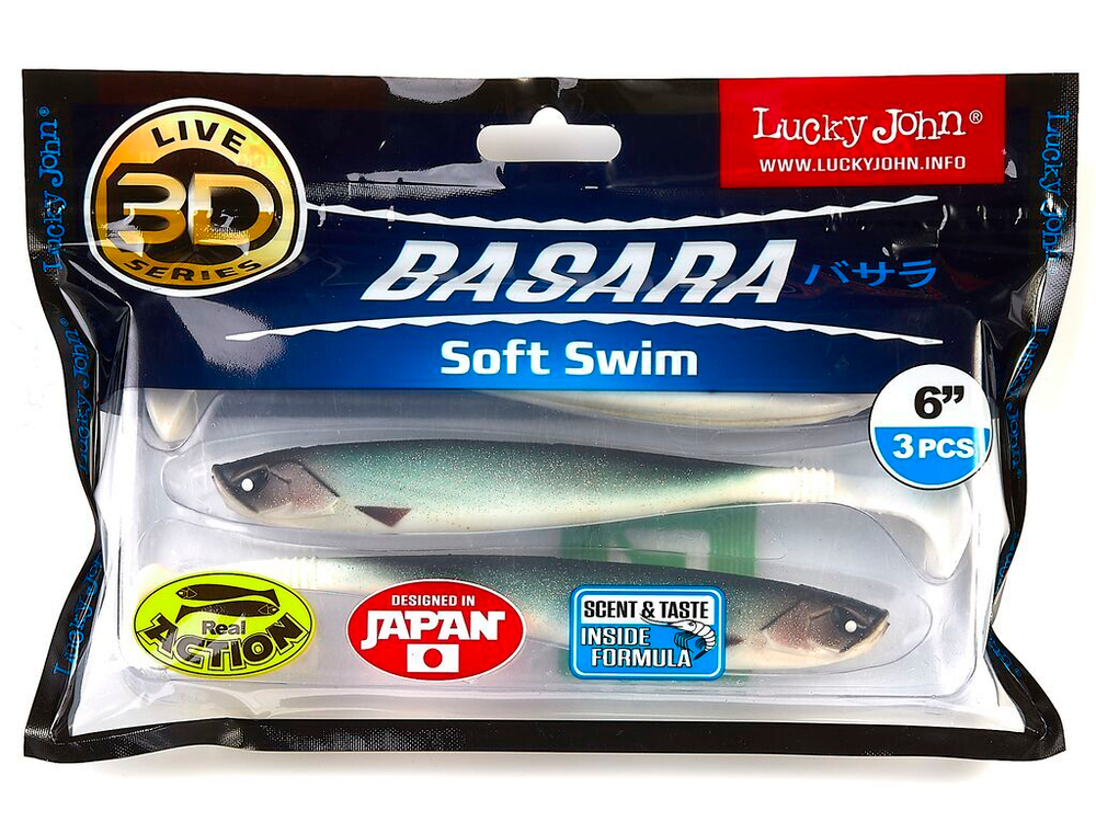 Виброхвосты LJ 3D Series BASARA SOFT SWIM 6.0in (15,24)/PG07 3шт.