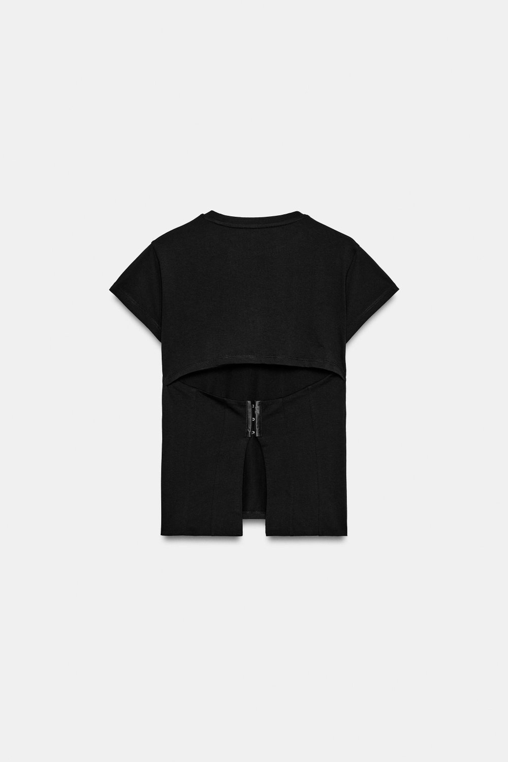 ZARA ФУТБОЛКА С КОРСЕТОМ НА СПИНЕ, ЧЕРНЫЙ