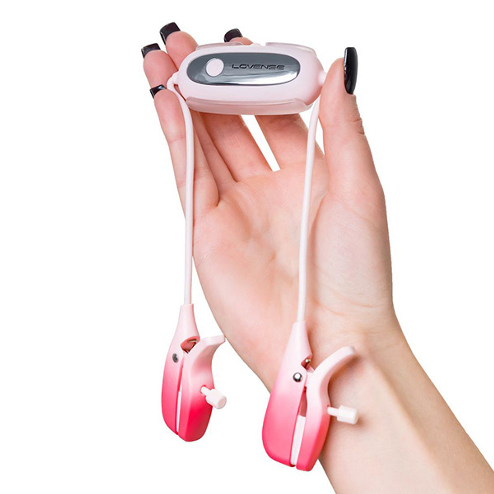 Розовый вибромассажер для сосков с управлением через приложение Lovense Gemini App Controlled Vibrating Nipple Clamps Clit Clamps LE-27