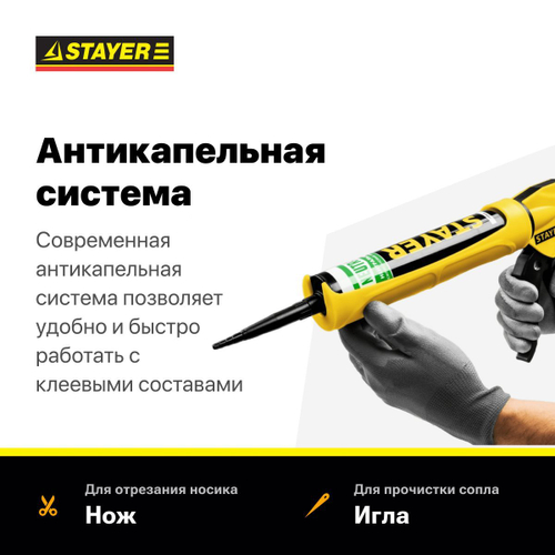 Пистолет для герметика STAYER 310 мл. антикапельная система