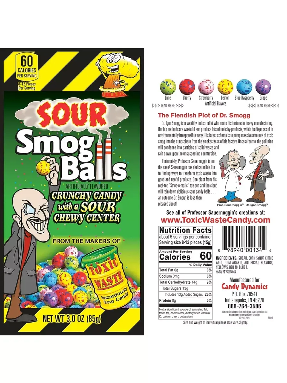Невероятно кислые драже Toxic Smog Balls, 85гр.