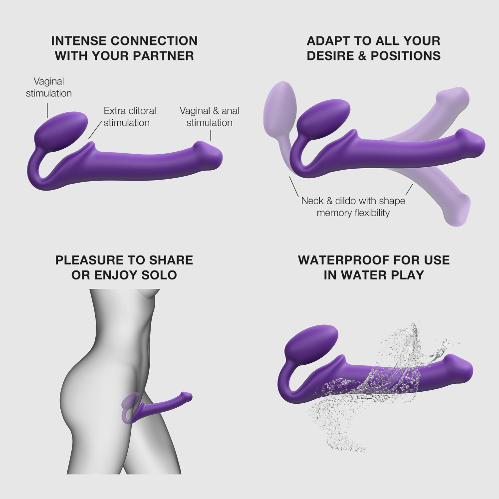Гибкий страпон Strap-on-me Semi-Realiste, фиолетовый, S