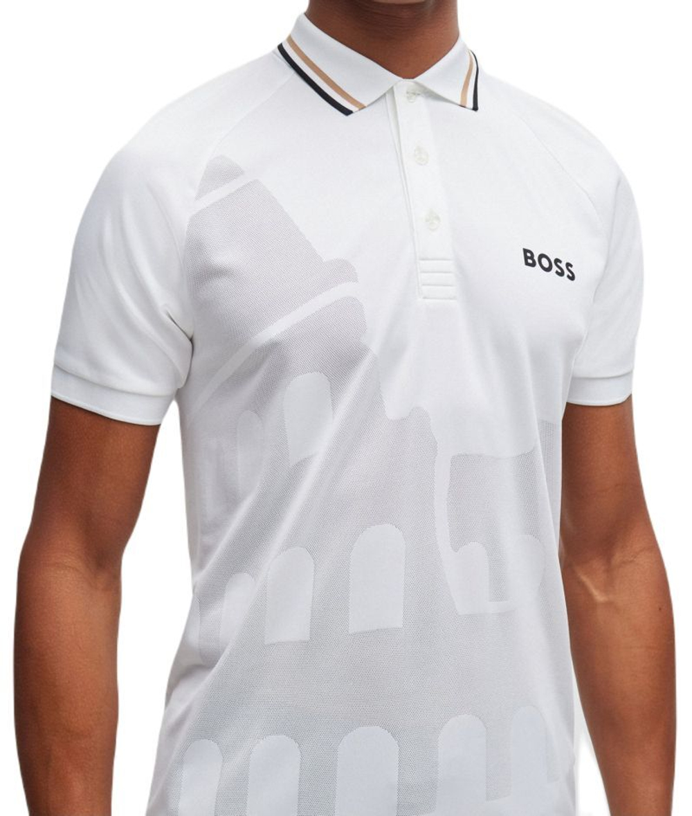 Мужское теннисное поло BOSS Patteo MB Slim-Fit Polo Shirt - white