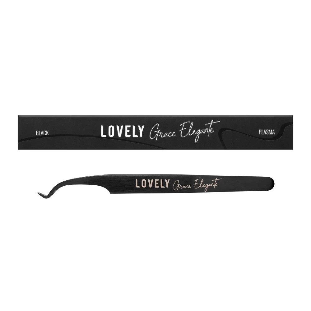 Пинцет с лазерной заточкой L 5 мм с изгибом Grace Elegante Black Lovely