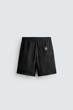 ZARA ШОРТЫ RELAXED FIT С ЭФФЕКТОМ ПОТЕРТОСТИ, ЧЕРНЫЙ