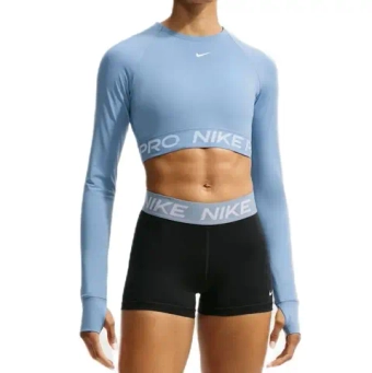 Женская теннисная футболка с длинным рукавом Nike Pro 365 Dri-Fit Cropped Long-Sleeve - work blue/white