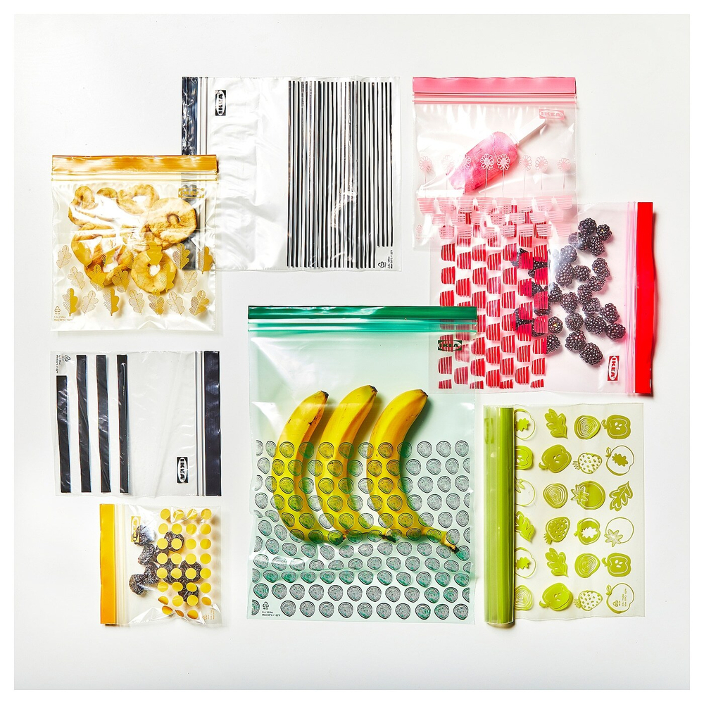 IKEA ISTAD  (ИКЕА ИСТАД)  -  Пакет Ziplock, красный/розовый дизайн, 2,5/1,2 л