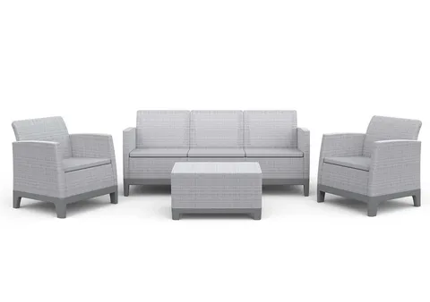 Keter Комплект мебели Сканди Форма (Scandi Forma set with 3 seater sofa and storage box jute table Ash grey & Storm Grey) св.серый