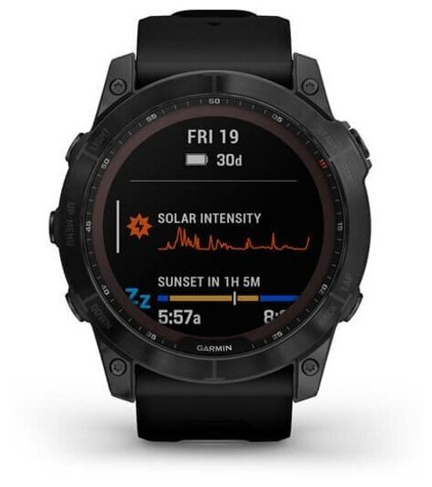 Умные часы Garmin Fenix 7X Sapphire Solar титановый черный DLC с силиконовым ремешком