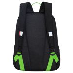 Рюкзак Grizzly, 29*38*16см, 2 отделения, 2 кармана, жесткая спинка, черный-салатовый