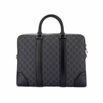 GUCCI Canvas With Leather Briefcase, Shoulder Bag, Crossbody Bag, Handbag Men"s Black