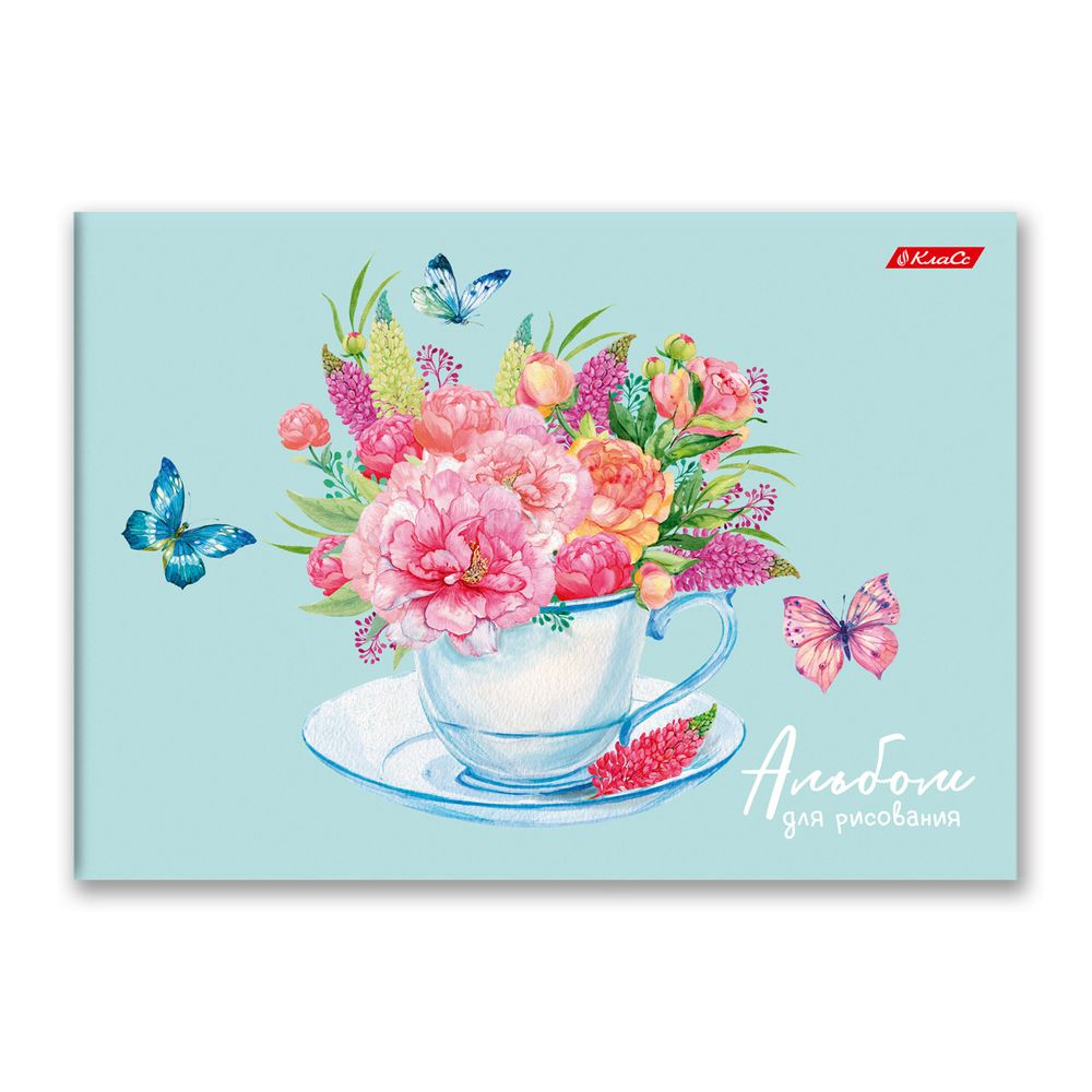 Альбом для рисования 100 г/м², A4 29х20.5 см, склейка с одной стороны 40 л., 4 шт, 40АЛКЛ4_000254 Бабочки, Светоч