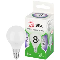 Лампа светодиодная ЭРА GREEN LINE LED P45-8W-865-E14 GL 8Вт шар холодный свет E14 | Лампы cветодиодные Шар (G/P)