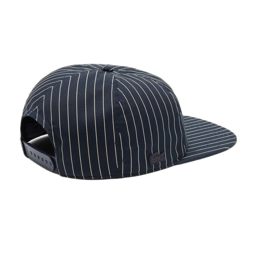 Теннисная кепка Lacoste Striped Embroidered Cotton Twill — blackbird/naturel clair