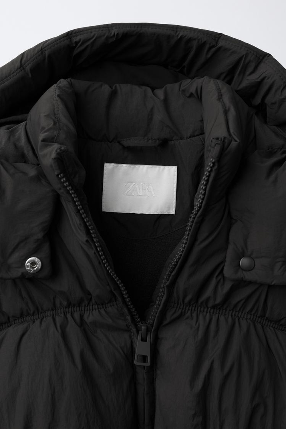 ZARA СТЕГАНАЯ КУРТКА WATER REPELLENT, ЧЕРНЫЙ