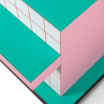 Приставной столик Seletti Supersidetable Red Grid, голубой, розовый, черный