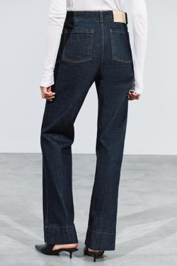 ZARA ДЖИНСЫ FLARE С ВЫСОКОЙ ПОСАДКОЙ — ZW COLLECTION, СИНИЙ