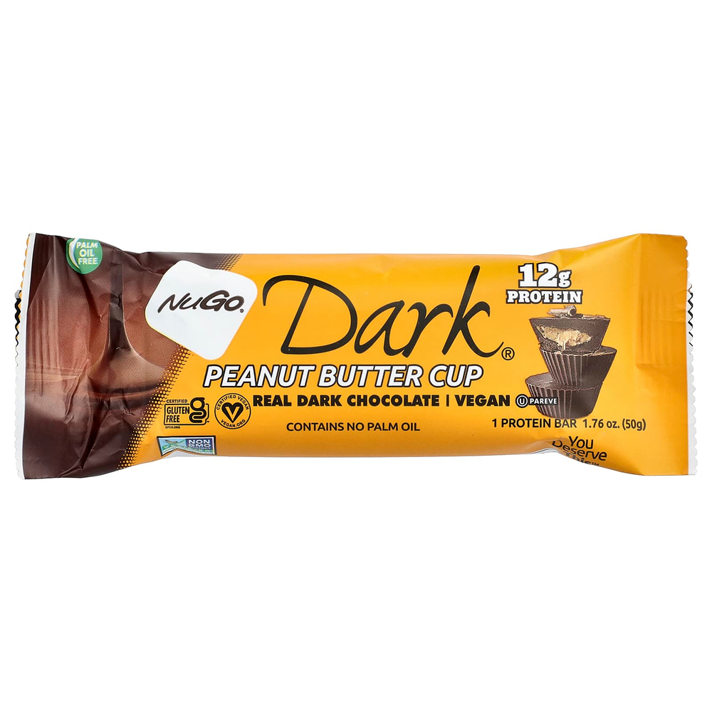 NuGo Nutrition, Dark®, протеиновые батончики, арахисовая паста, 12 батончиков по 50 г (1,76 унции)
