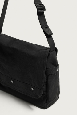 ZARA НЕЙЛОНОВАЯ СУМКА С КЛАПАНОМ, ЧЕРНЫЙ