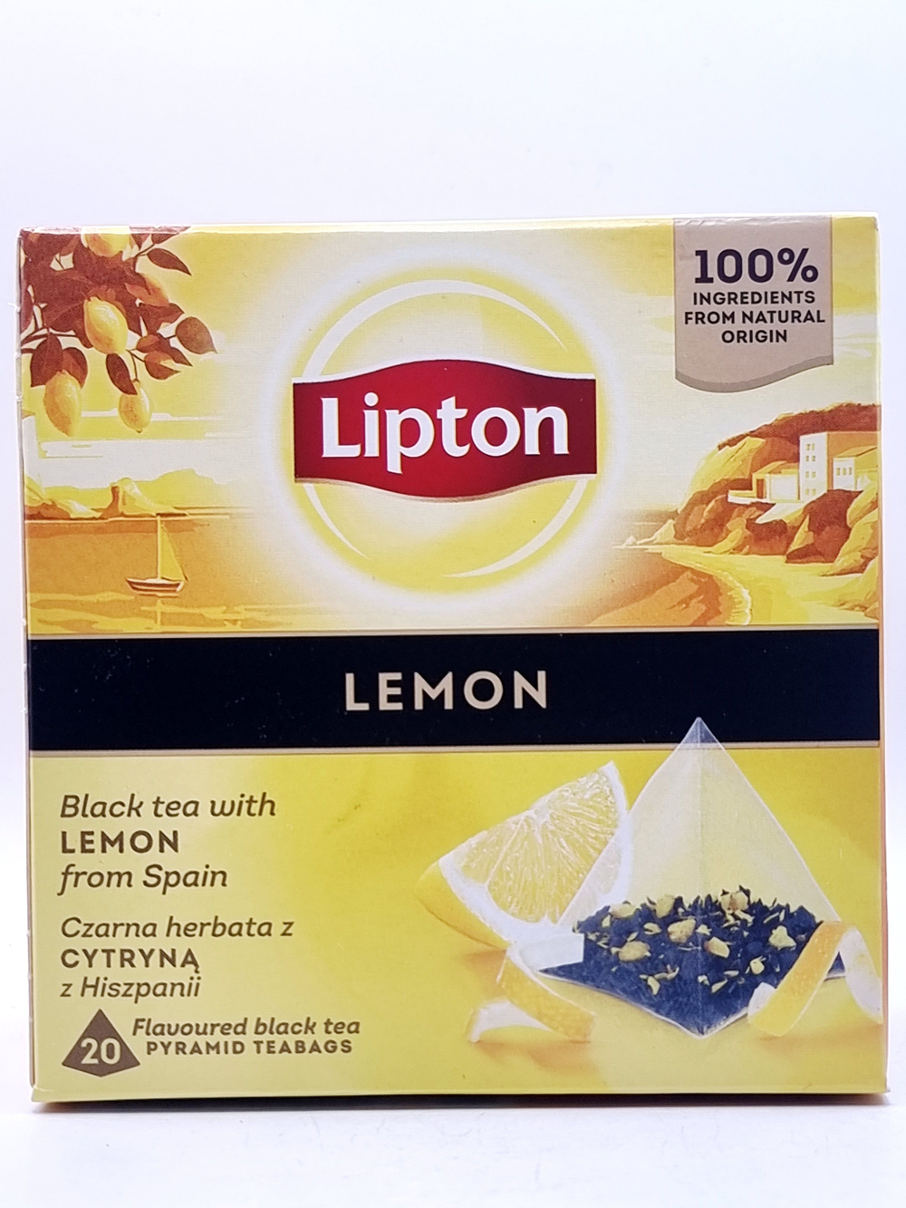 Чай Lipton Lemon черный ароматизированный 20 пирамидок, 34 г (из Финляндии)