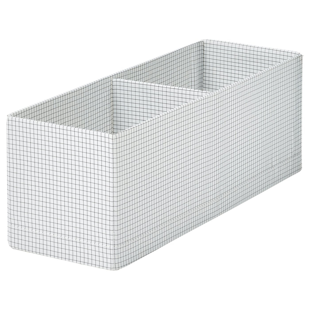 IKEA STUK  (ИКЕА СТУК)  -  Коробка с перегородкой - белый/чёрный 17x51x18 см