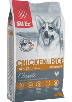 Сухой корм для собак всех пород Blitz Classic Chicken & Rice Adult Dog All Breeds курица и рис, 2 кг
