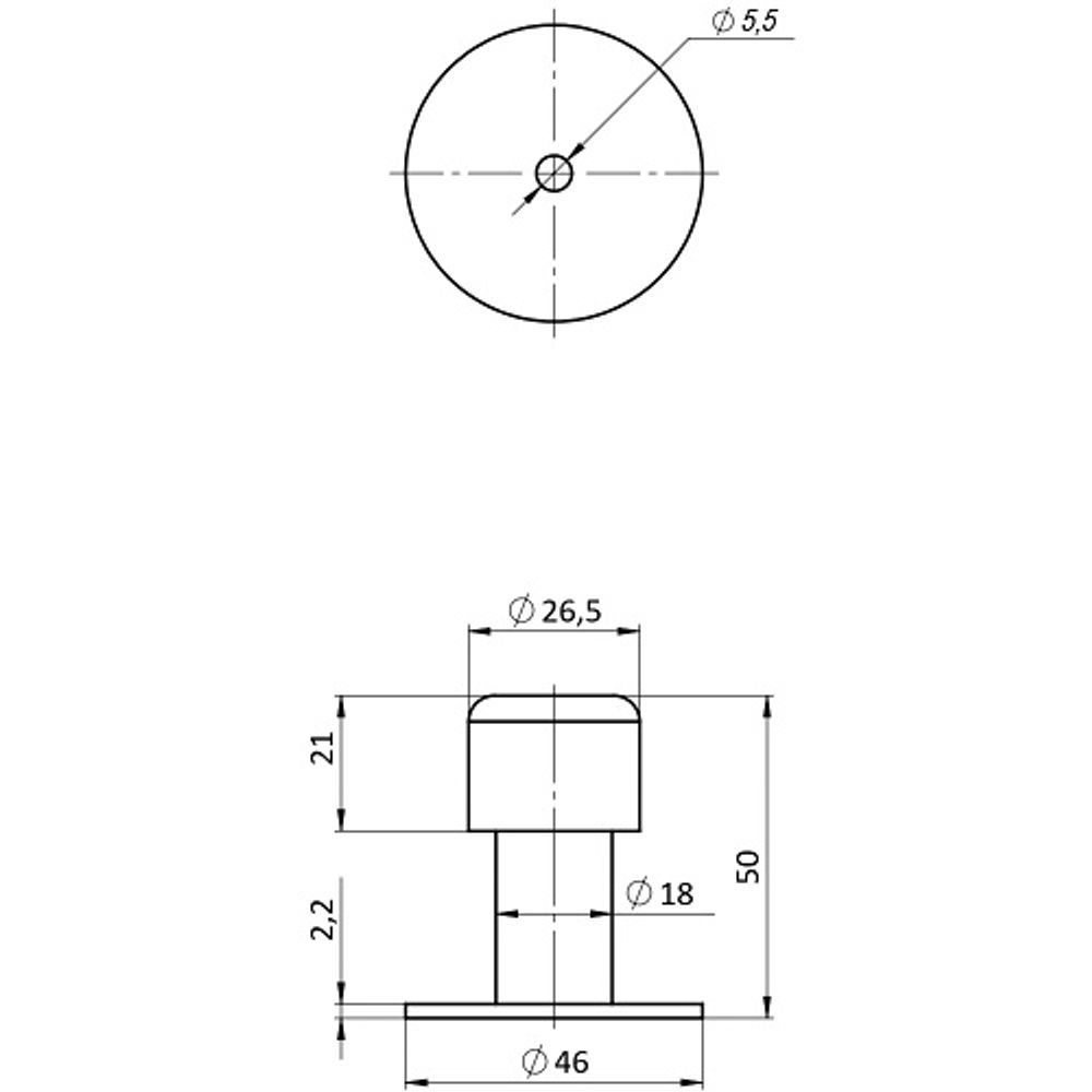 Упор дверной PUNTO DFIX/W50 BL-24 черный INOX /63843/