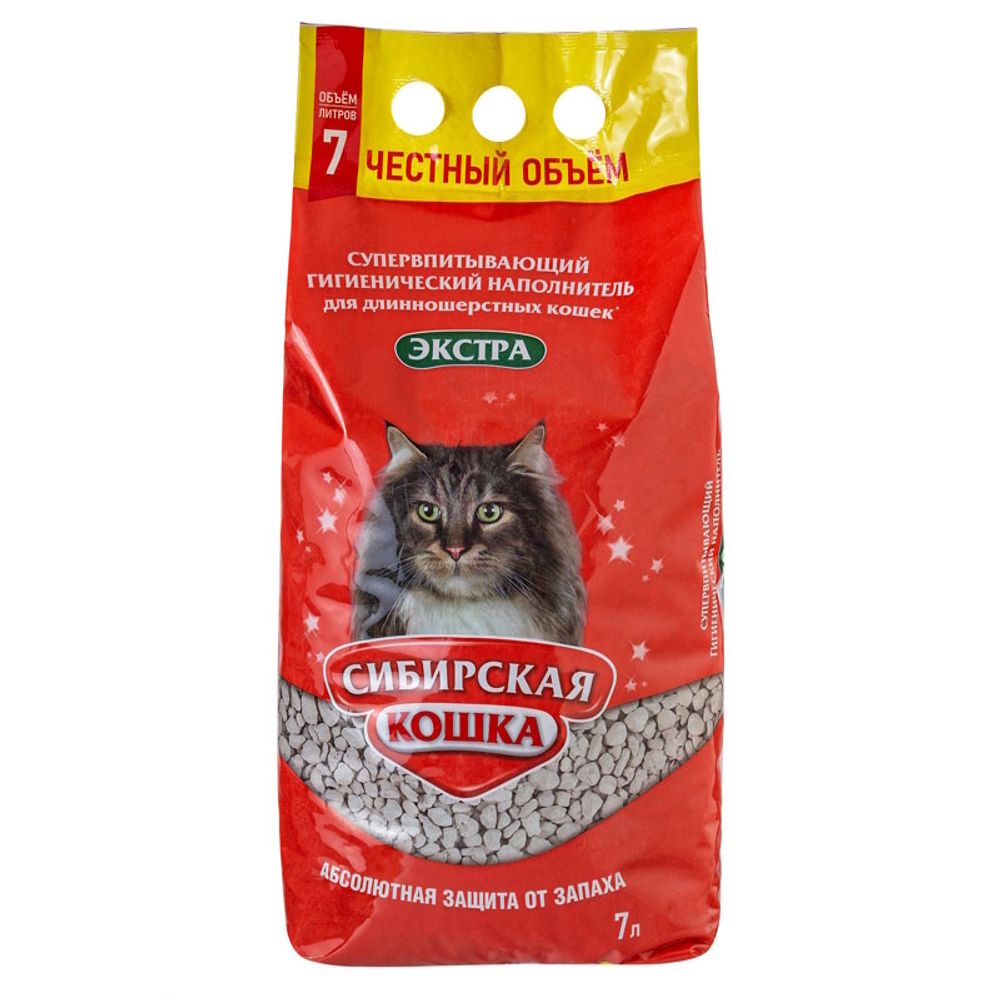 Наполнитель для кошачьего туалета, Сибирская Кошка Экстра для длинношерстных (впитывающий)