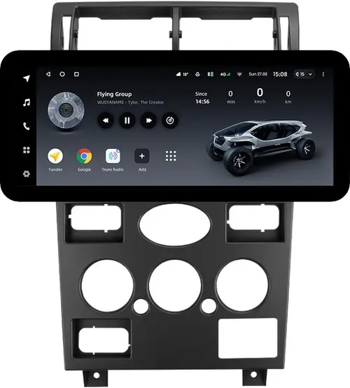 Магнитола для Ford Mondeo 3 2000-2006 (кондиционер) - Teyes LUX ONE ROUND монитор 12.3" 2K QLED на Android 10, Быстрая, CarPlay, 4G SIM-слот