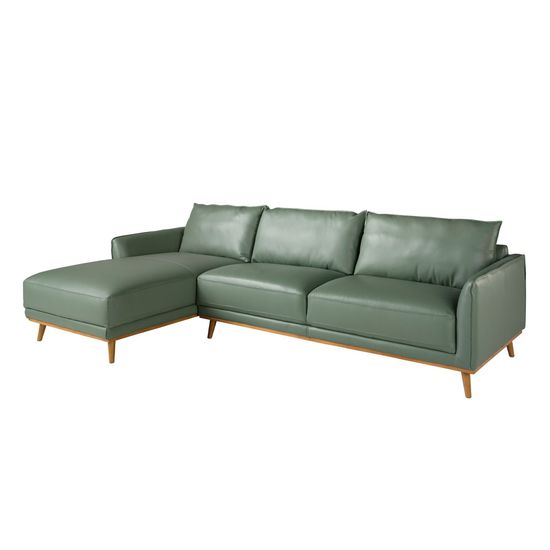 Угловой диван с левым шезлонгом 6200/5607-L-M5677 Angel Cerda из зеленой кожи