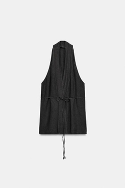 ZARA ЛЬНЯНОЙ ТОП НА ЗАПÁХЕ — ZW COLLECTION, АНТРАЦИТОВО-СЕРЫЙ