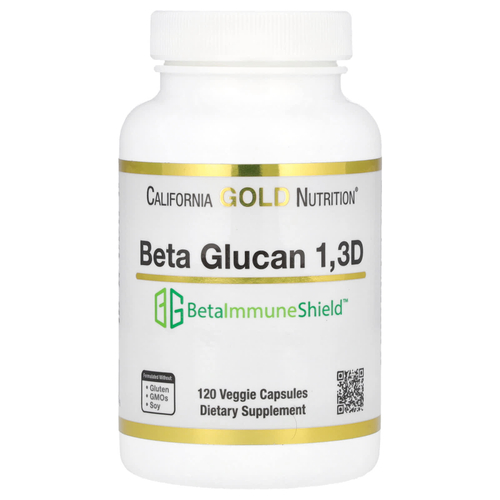 California Gold Nutrition, бета-глюкан из водорослей 1,3D, 120 вегетарианских капсул (125 мг в каждой капсуле)