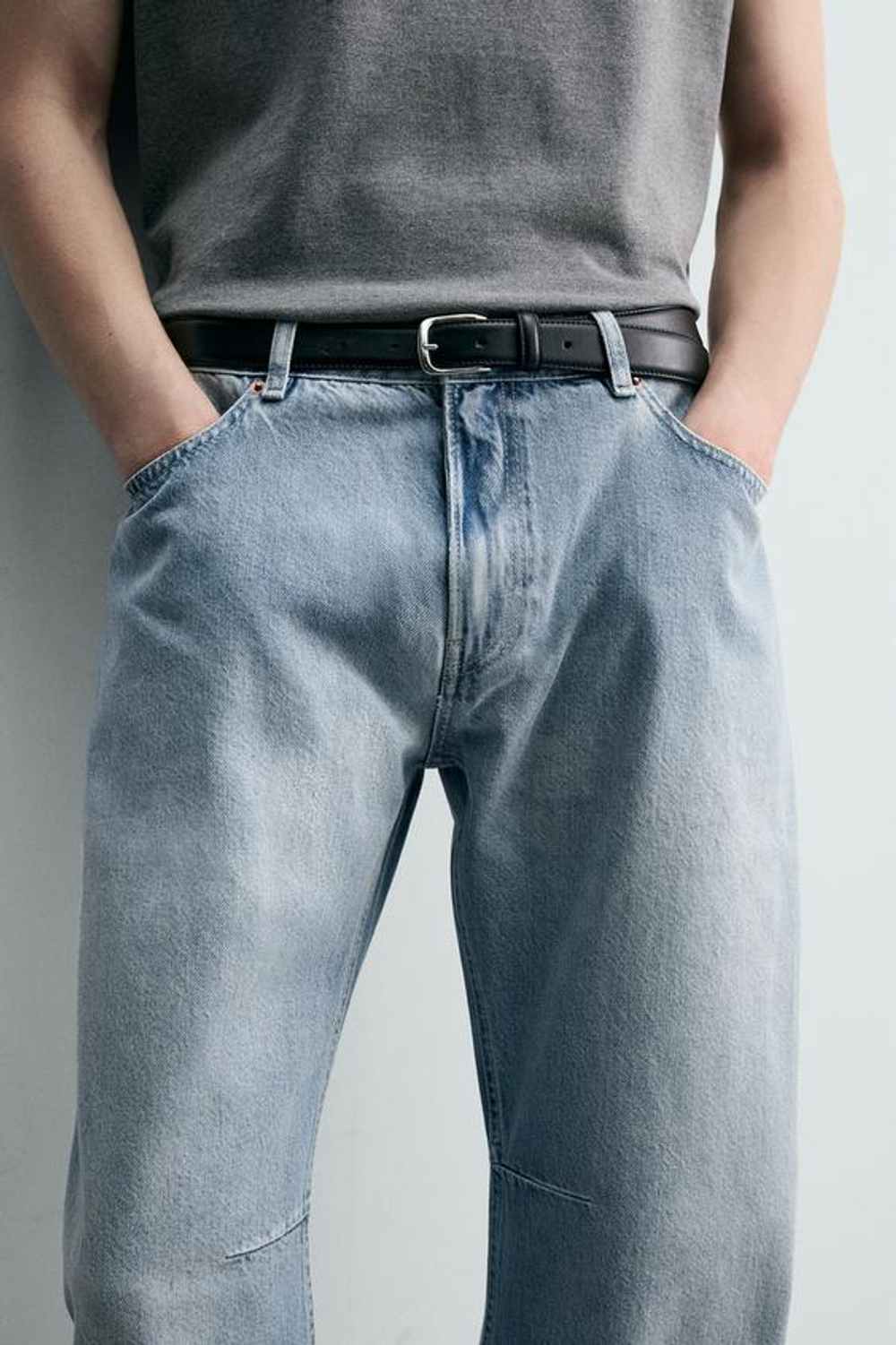 ZARA ДЖИНСЫ RELAXED BARREL FIT, ГОЛУБОЙ