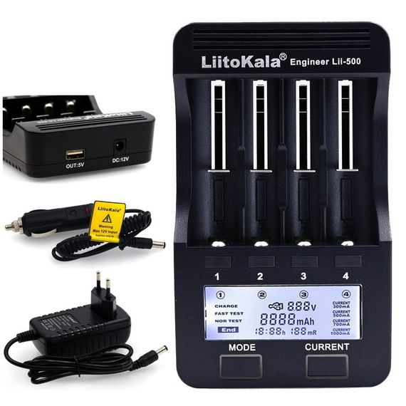 Зарядное устройство LiitoKala Lii-500 универсальное 220 V + Автоадаптер 12В