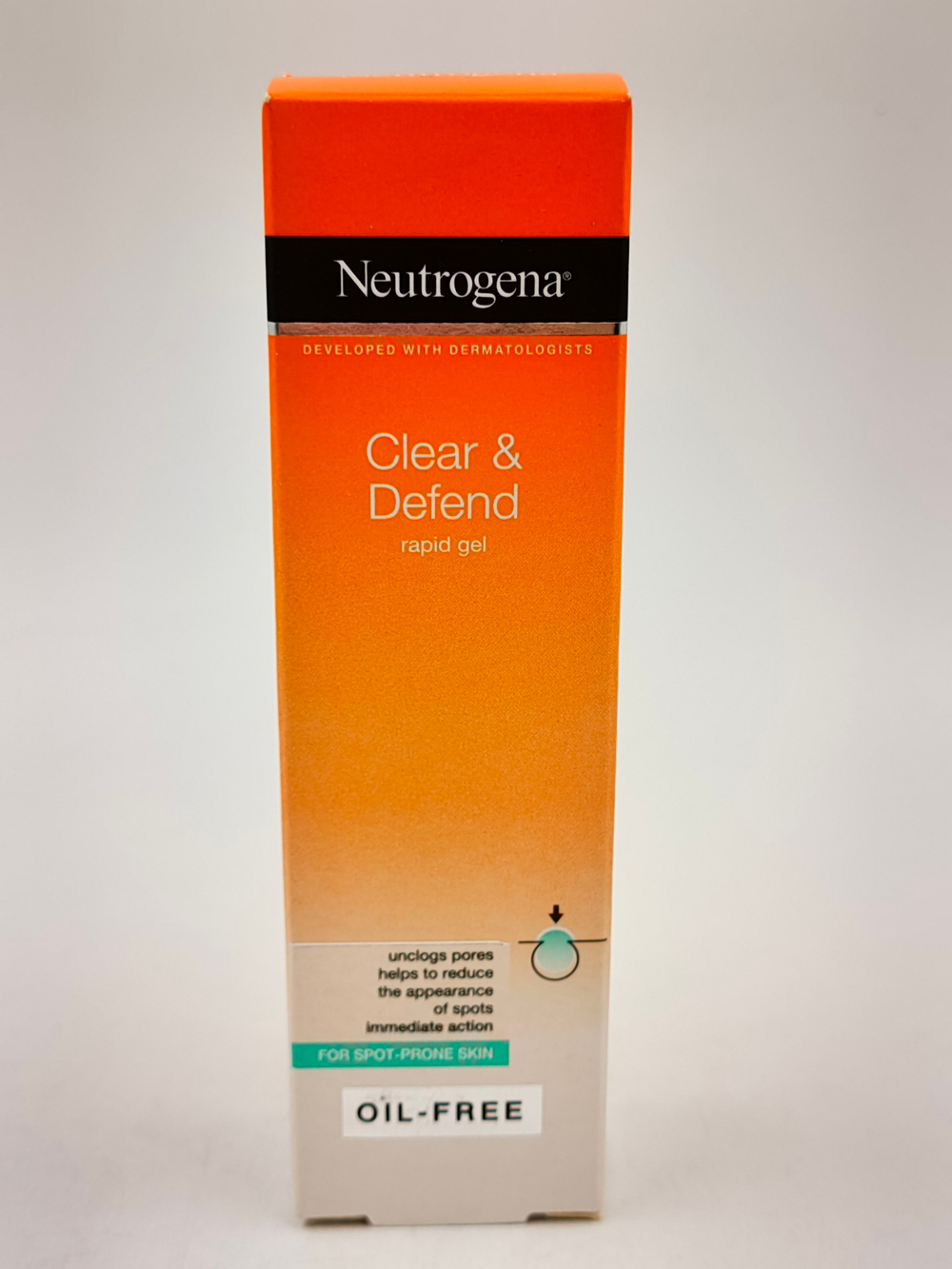 Гель от угрей и прыщей Neutrogena Clear&Defend быстрого действия с салициловой кислотой, 15 мл (Франция)