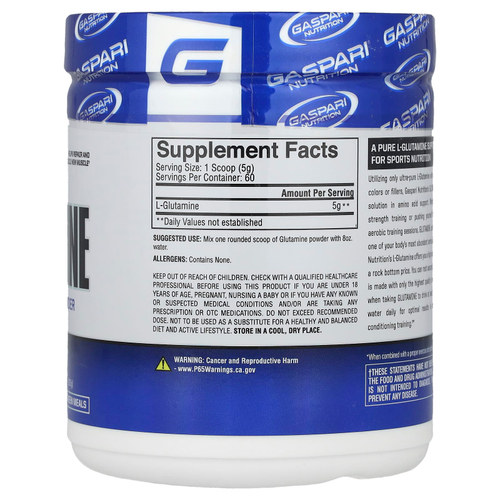 Gaspari Nutrition, Глютамин, без ароматизаторов, 10,58 унций (300 г)