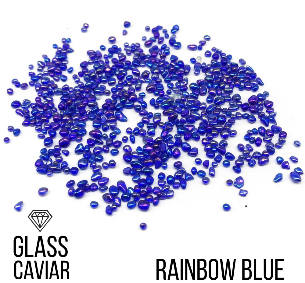 Стеклянная крошка Glass Caviar, Rainbow Blue, 250гр