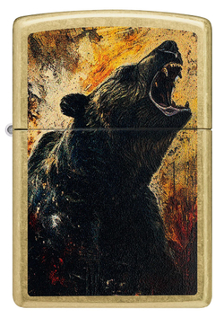 Зажигалка Zippo Grizzly Roar, латунь, золотистая, 38x13x57 мм