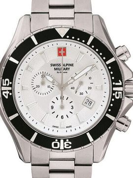 С браслетом Мужские наручные часы с серебряным браслетом Swiss Alpine Military 7040.9132 chronograph 44mm 10ATM